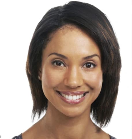 Short Butterfly Faux Locs — the customer's original photo wiped against the AI generated result
