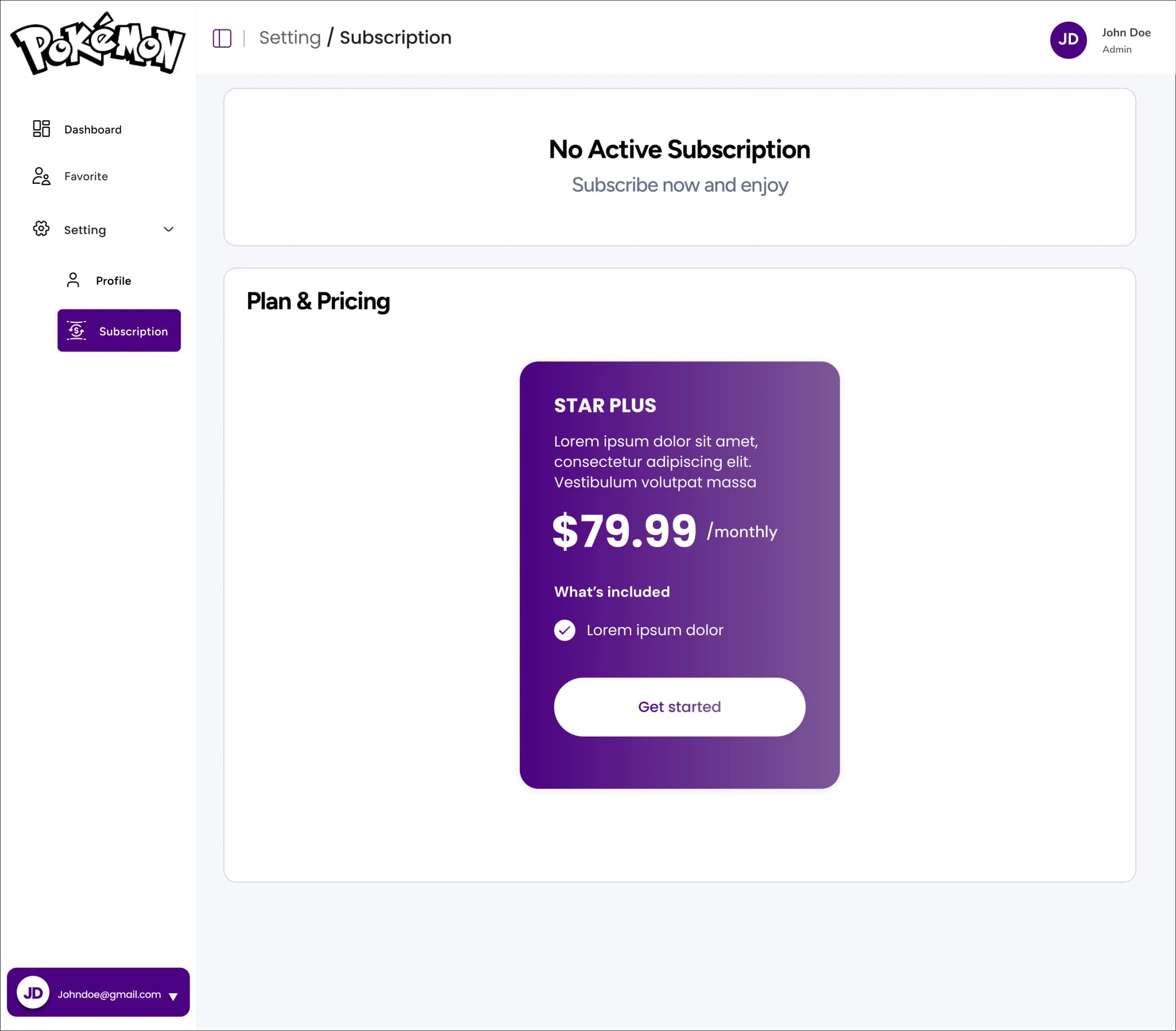 No active subscription state