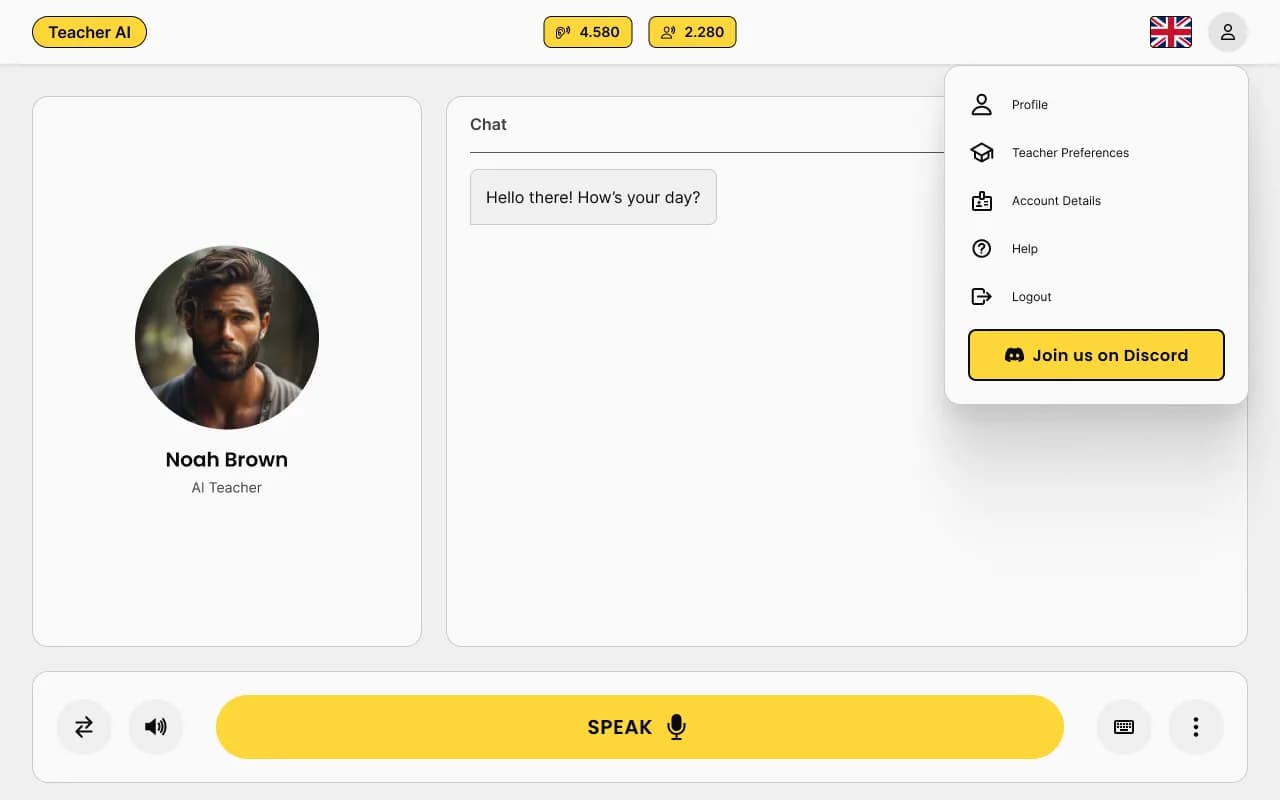 Teacher AI web app conversation view