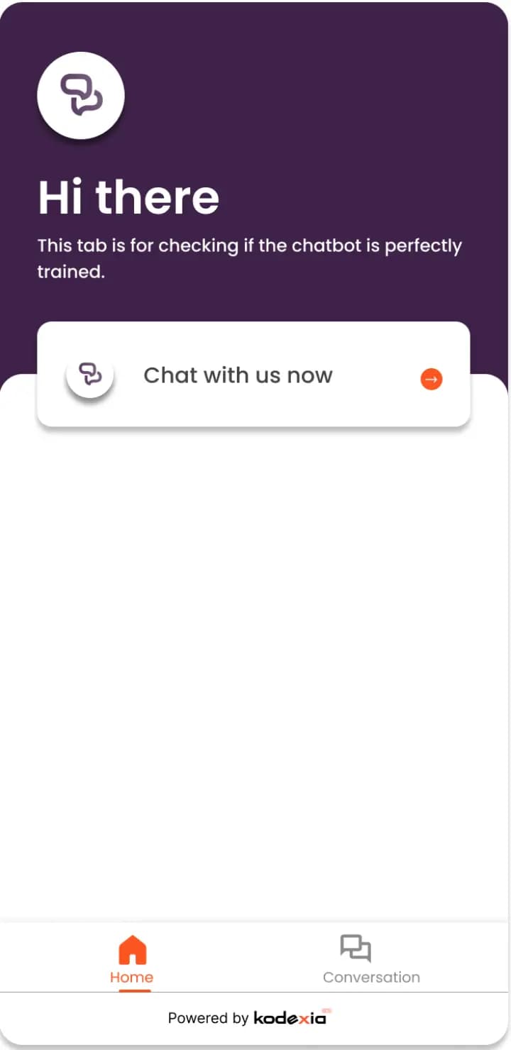 Kodexia chat widget on a phone