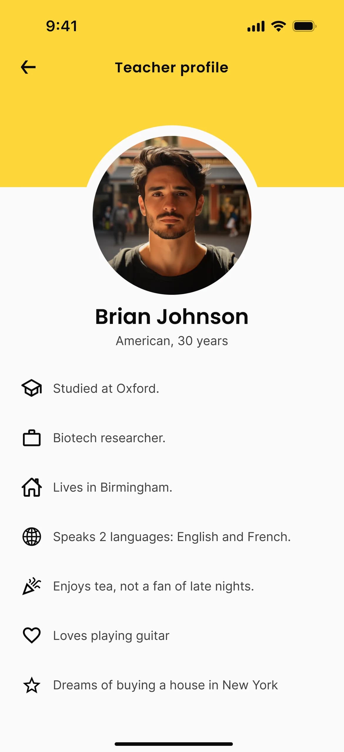 Teacher AI mobile teacher profile