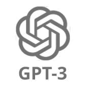 A white background showcases the GPT-3 logo, a symbol representing the advanced language model.