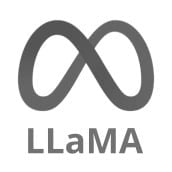 Monochrome logo showcasing the iconic LLaMA emblem in black and white.