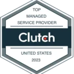 Clutch's 2022 Top Managed Service Provider badge, showcasing excellence in professional services.