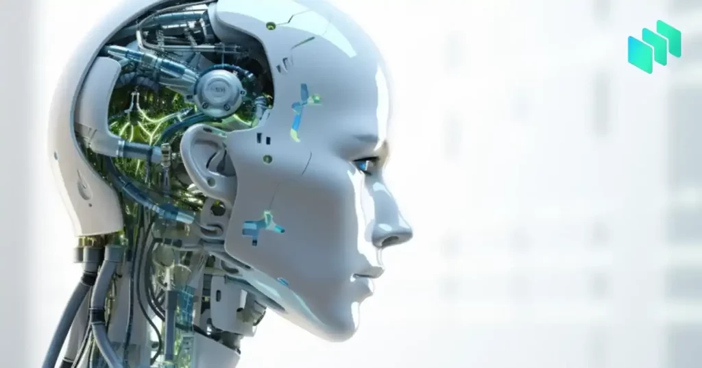 An AI robot head symbolizing google gemini release date