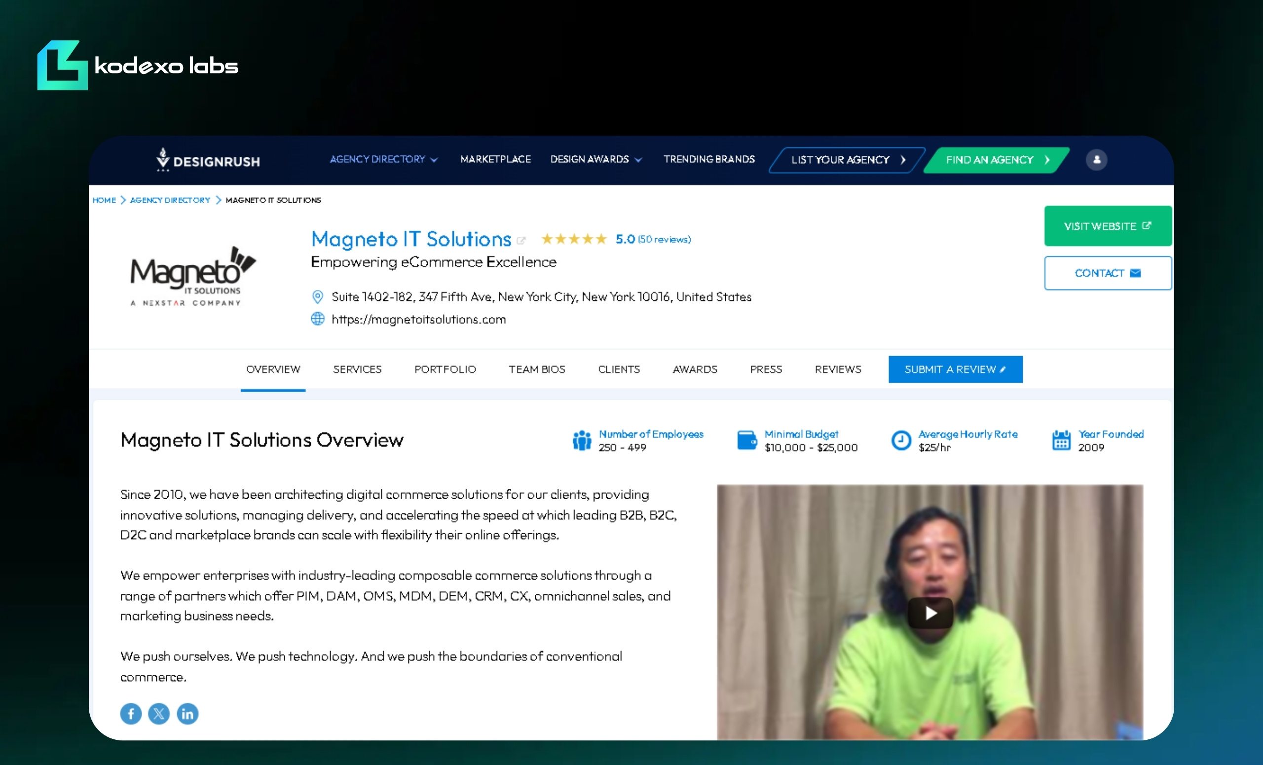 Magneto IT Solutions DesignRush profile featuring top eCommerce software development company in New York