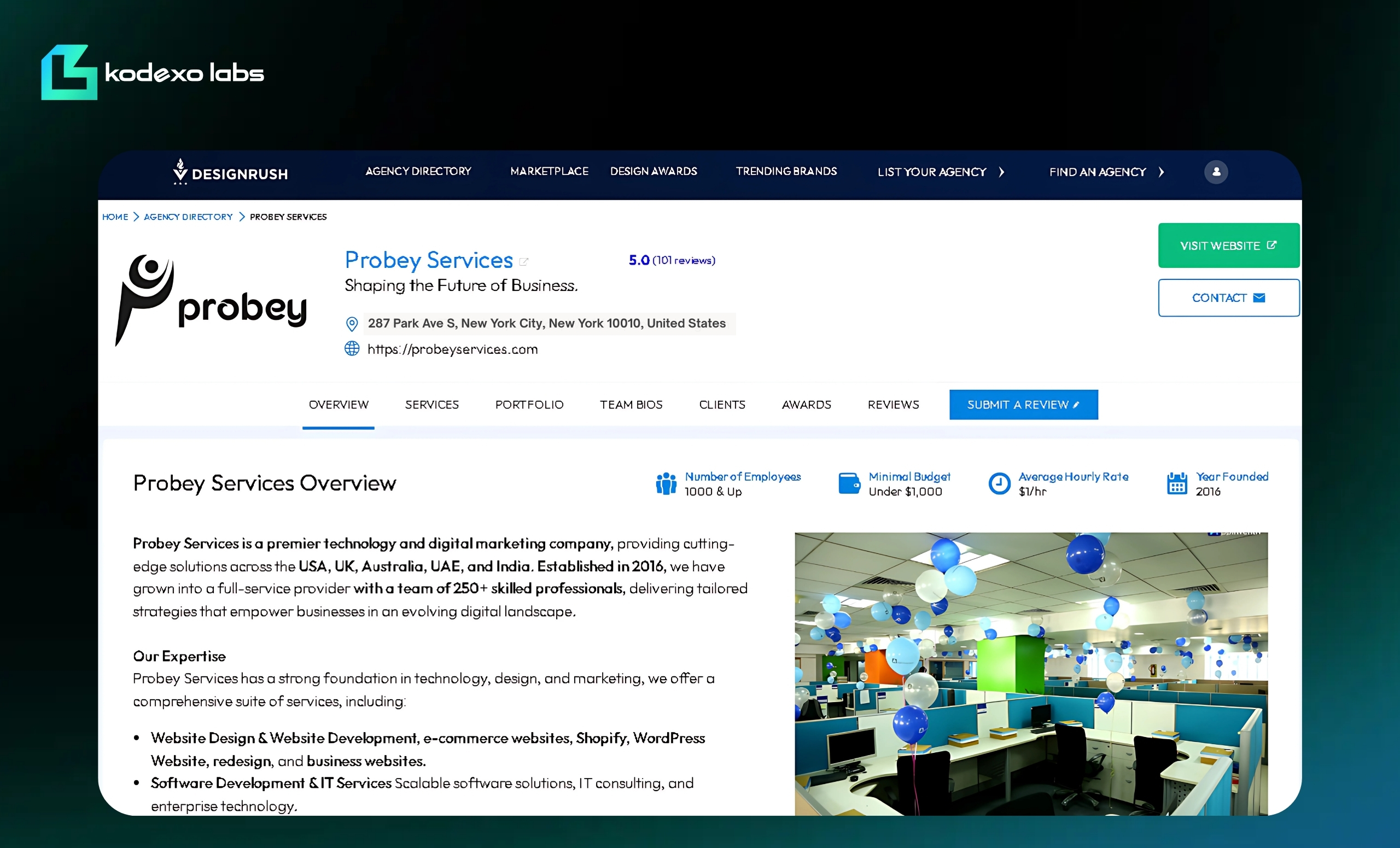 Probey Services DesignRush profile listing leading digital marketing and software development company in New York