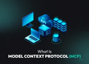 Illustration of Model Context Protocol (MCP) showing API, database, and server connections used by AI models to integrate external tools.