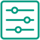 A green square featuring four circles, representing the technical expertise of an AWS data engineer.