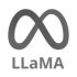 Monochrome logo showcasing the iconic LLaMA emblem in black and white.