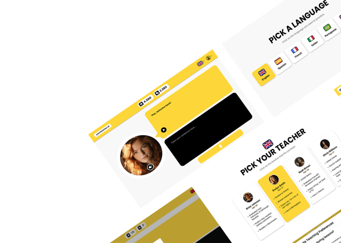 Yourteacher.ai's case study by Kodexo Labs features a striking yellow and black website design set against a yellow background.
